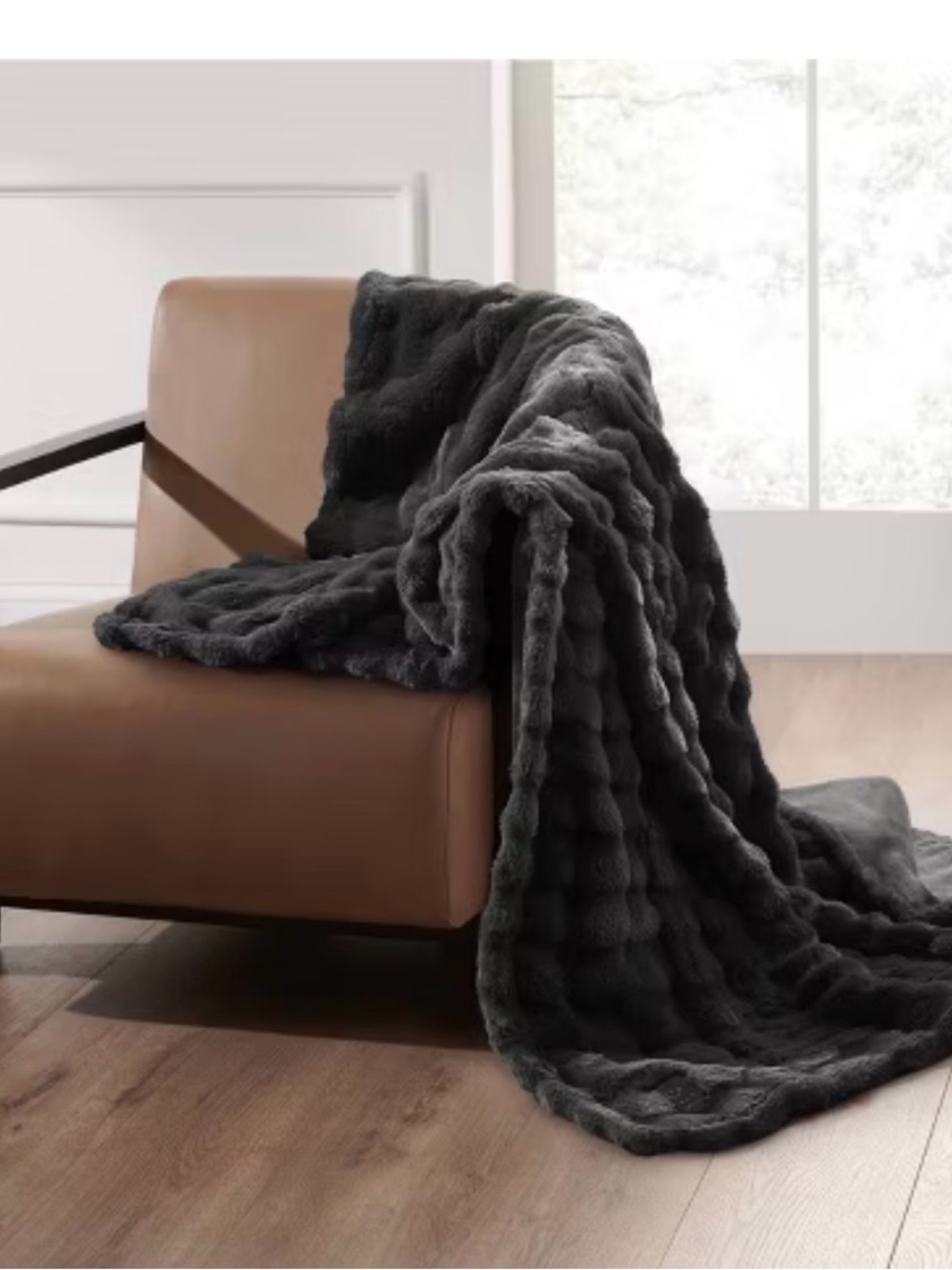Collection by Michael Strahan Black Faux Fur Decorative Throw